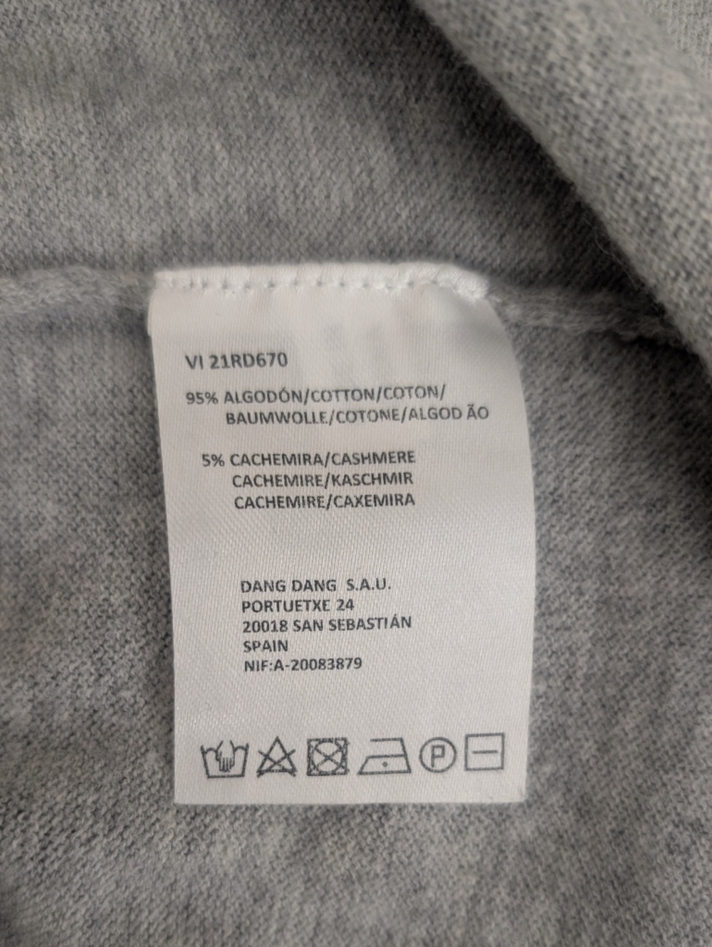 Indi & Cold Grey Cotton Cashmere Turtleneck Sweater Eyelet Detail Old Money L - Picture 7 of 8